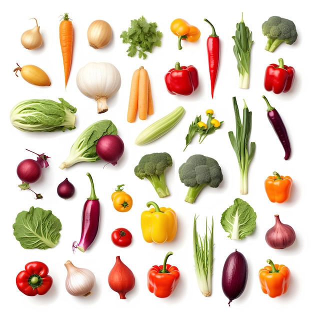 Eenzinnige groenten op een stevige witte achtergrond Clip art