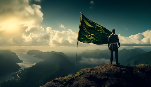 eerbetoon met vlag 7 september van brazilië