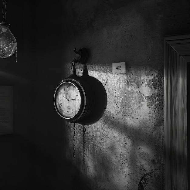 Photo eerie antique clock amidst dark mist symbolizing timeless mystery