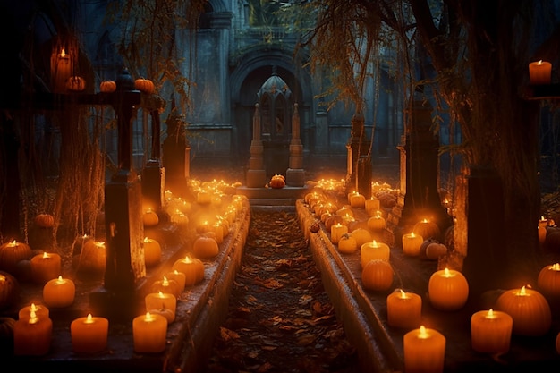 Eerie Churchyard Glow Pumpkin Candles