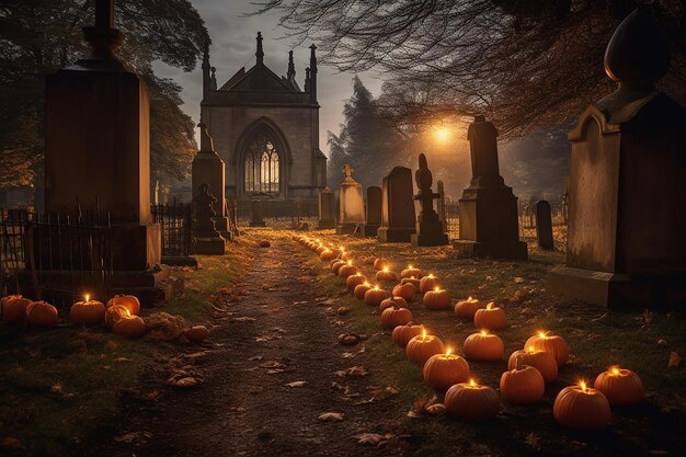 Eerie Churchyard Glow Pumpkin Candles