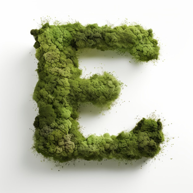 Eerie Enigma A Gruesome Green Mold Infested 3D Rendering of the Letter 'E' (エリー・エニグマ) は,文字"E"の3Dレンダリングで描かれています.