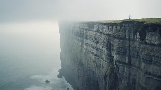 Photo eerie landscapes a captivating cliff photo in danish design style