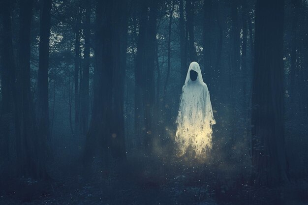 Фото Страшное присутствие призраков среди очаровательных мистических сумерков леса