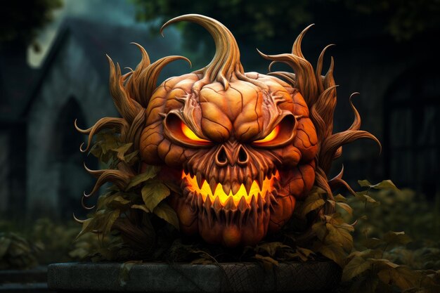 Eerie Pumpkin halloween spooky Generate Ai