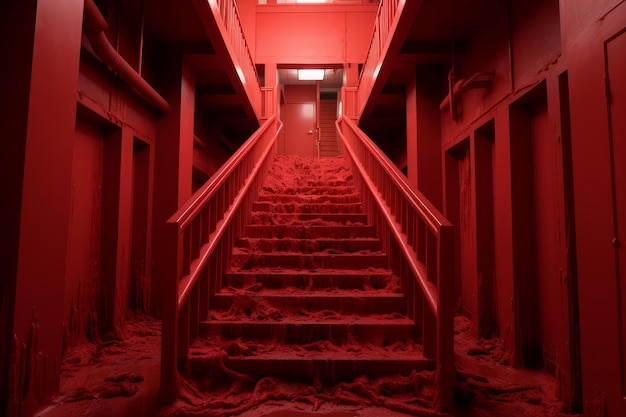 Eerie Red stairs hell Generate Ai