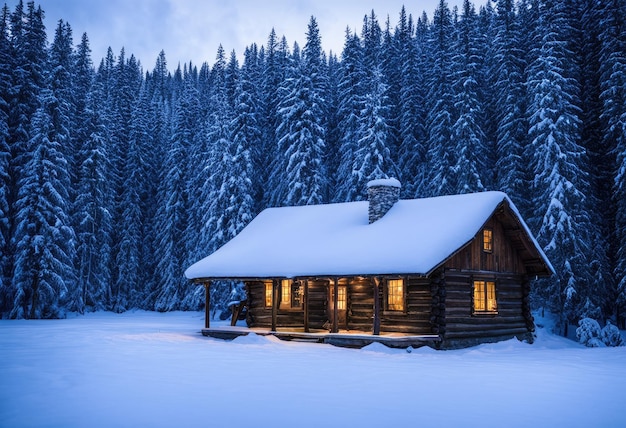 The eerie silence surrounding a secluded cabin in a snowcovered forest