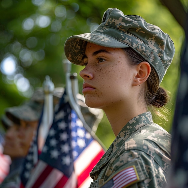 Foto eerwaardige mensen veteranen dag gedenkdag soldaten en camouflage militaire kleding