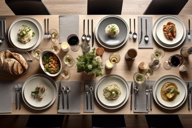 eettafel eenvoudig versierd meubilair professioneel reclame voedselfotografie