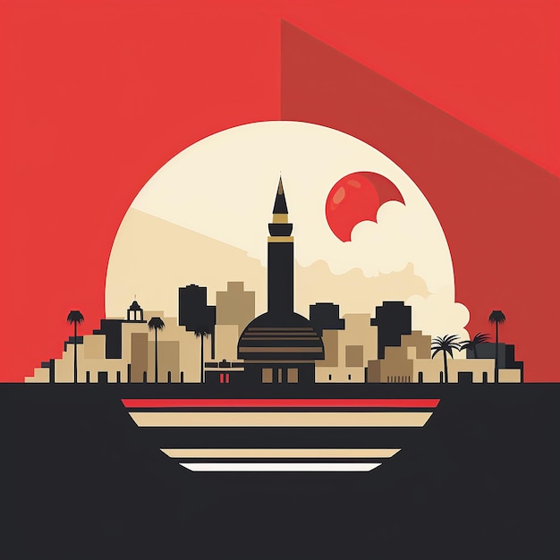Eeuwig Cairo MillenniaOude monumenten in rood wit en zwart