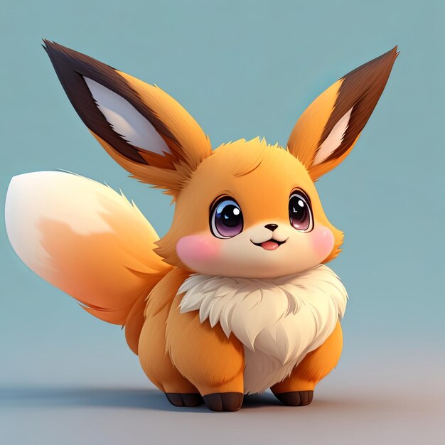 Cute realistic eevee pokémon creature, adorable face, macro, high  resolution, grayscale, stunning 3d render