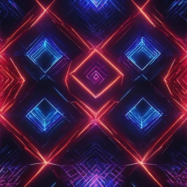 Effect background blue and red neon lights on dark background abstract background with geometric