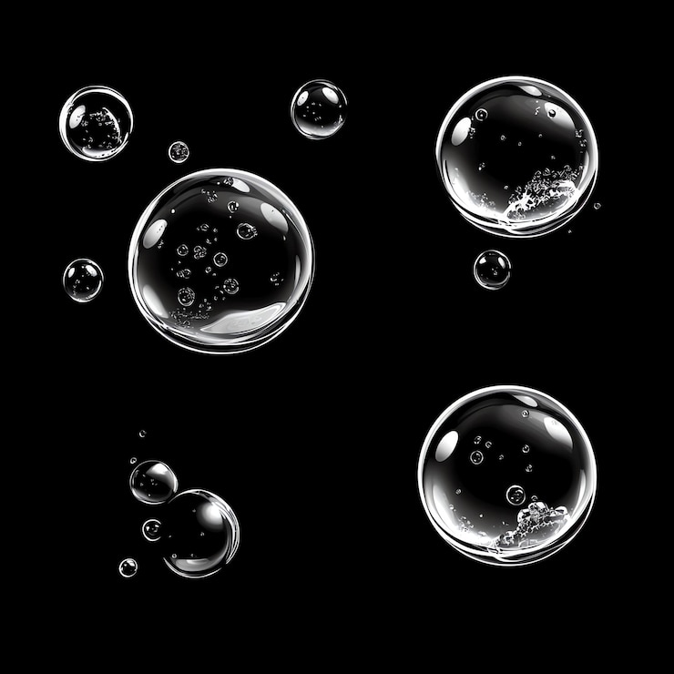 Foto effect van bubbels op zwarte achtergrond