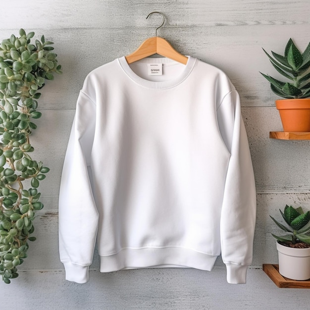 effen wit sweatshirt mockup sjabloon voor mannen vrouwen met ruimte voor logo of ontwerp trui mockup