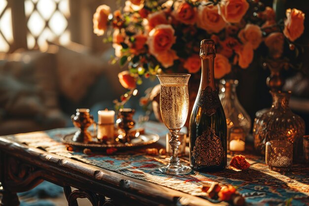 Photo effervescent elixir sparkling wine a bubbly celebration encapsulated in every sip a golden symphony of effervescence and refined elegance for moments of joyous revelry