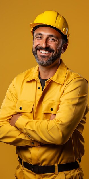 Efficient Assembly Line Worker on Solid Blue Background