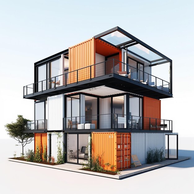 An Efficient Container House Building Exterior with a Unique Design generative ai