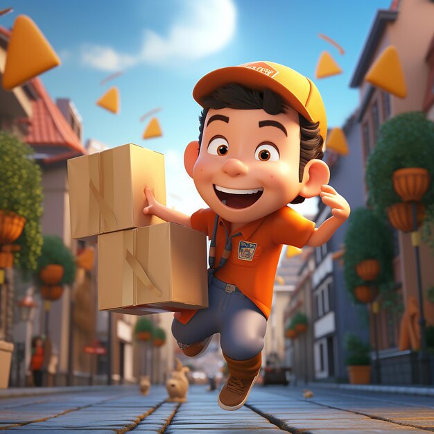 Photo efficient delivery 3d package parcel delivery man