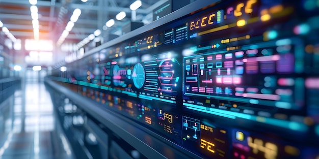 efficient design of holographic factory dashboard with dynamic visuals and space for text concept holographic interface factory dashboard dynamic visuals text space efficient design