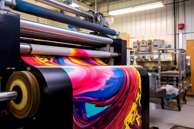 Foto la macchina di stampa industriale a potenza di stampa efficiente in azione e progresso ai