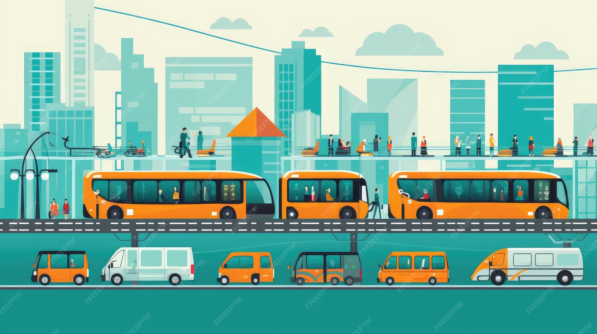 Premium AI Image | Efficient Public Transportation System with Buses 