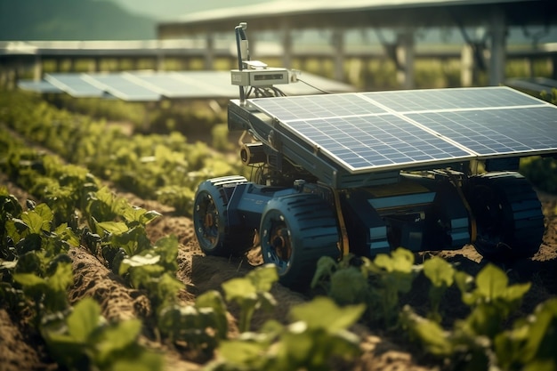 Efficiënt werkende door zonne-energie aangedreven landbouwrobot Generatieve AI
