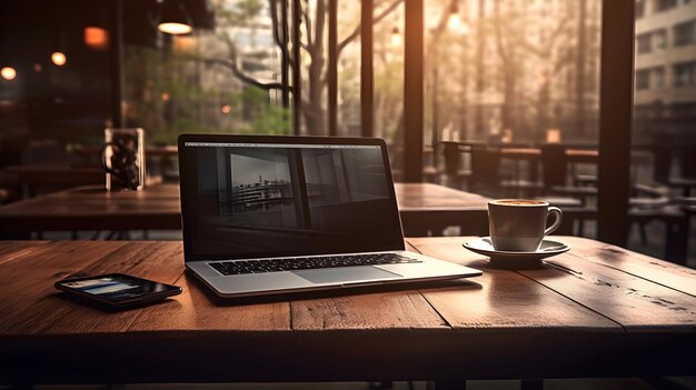 Efficient Work Environment Empty Screen Laptop on Desk