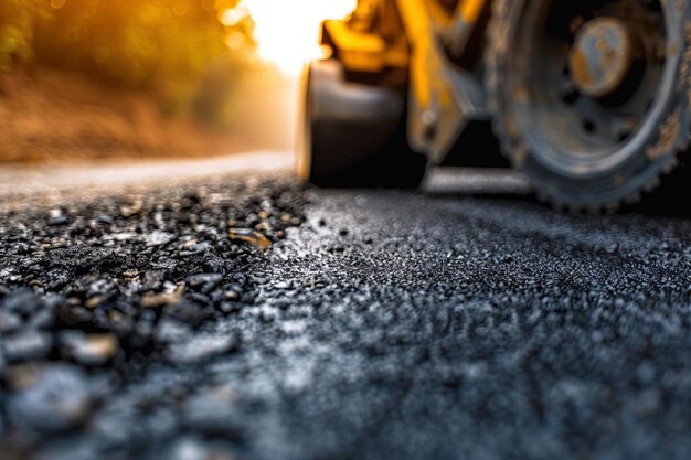 Foto efficiënte asfaltroller in wegwerk best roller beeldfotografie