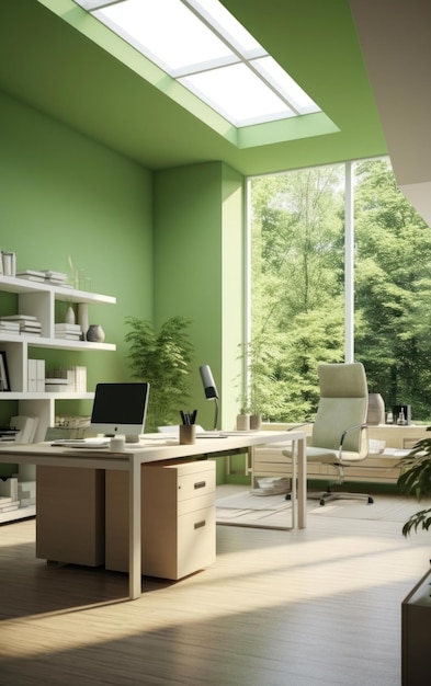 Efficiënte kantoorruimte met groene thema's