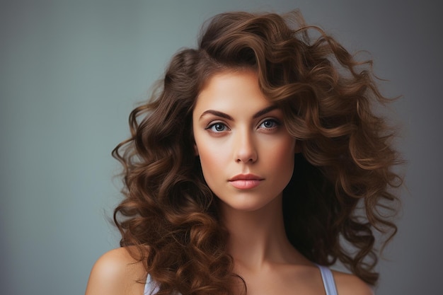 Premium AI Image  Effortless Elegance Curly Hair Inspiration Generative AI