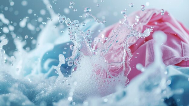 Photo effortless laundry with our powerful detergent floating clothes bubbles and wet splashes await