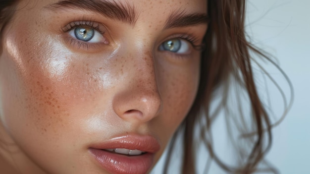 Premium Photo  Effortless Radiance Freshfaced Woman with Dewy Skin and 