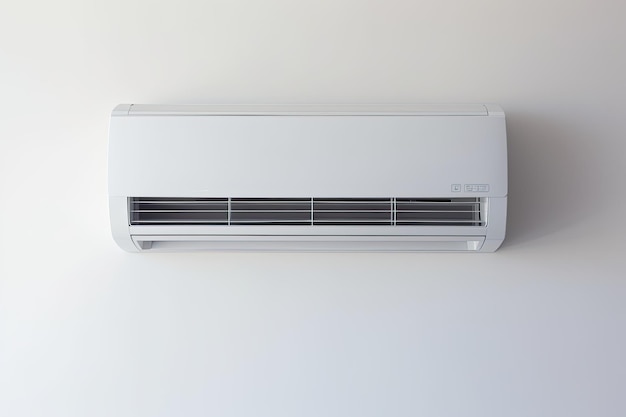 Effortlessly Cool Captivating Photo of Air Conditioner Mounted on a Pristine White Wall