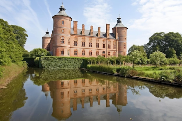 Egeskov Castle A fairy tale in Odense Denmark generative IA