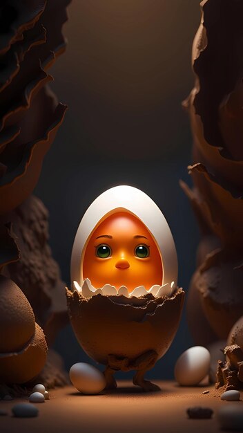 Photo egg 3d cartoon character illustration