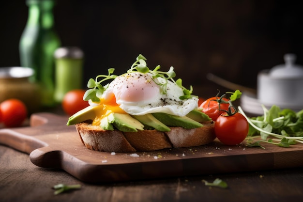 Egg avocado bread toast Protein juice Generate Ai