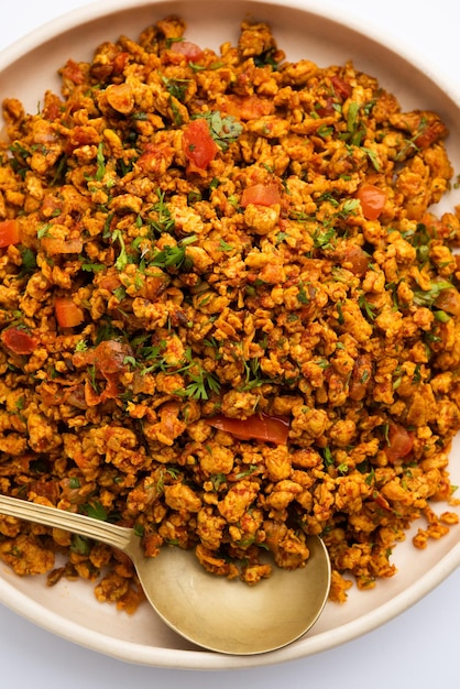 Egg bhurji also known as Masala Anda Bhurji is a scrambled eggs dish which is a popular Indian str