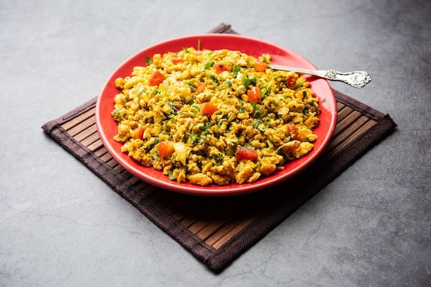 Egg bhurji also known as Masala Anda Bhurji is a scrambled eggs dish which is a popular Indian str