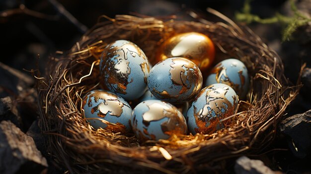 Декорация цвета яйца птицы на плетеном ратане