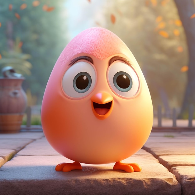 Foto uovo cartone animato con faccina sorridente 3d reso illustrazione