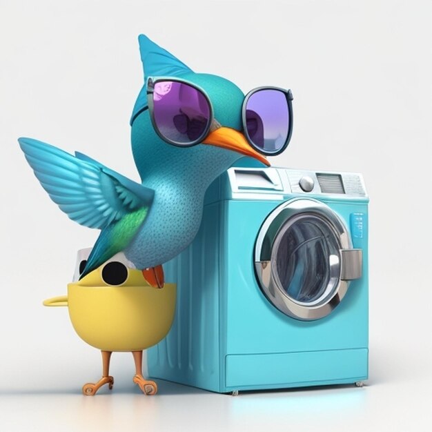 Фото Персонаж яйца для дизайна продукта твит иллюстрация птицы стиральная машина орнитология