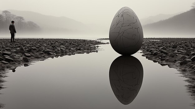 Photo egg desert fog mirrors