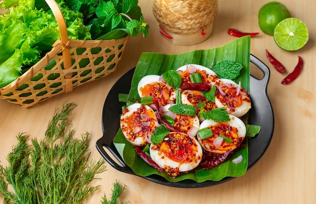 Egg dish with Thai spicy seasoning