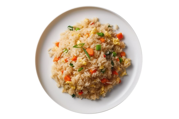 Egg Fried Rice On White Plate On White Background