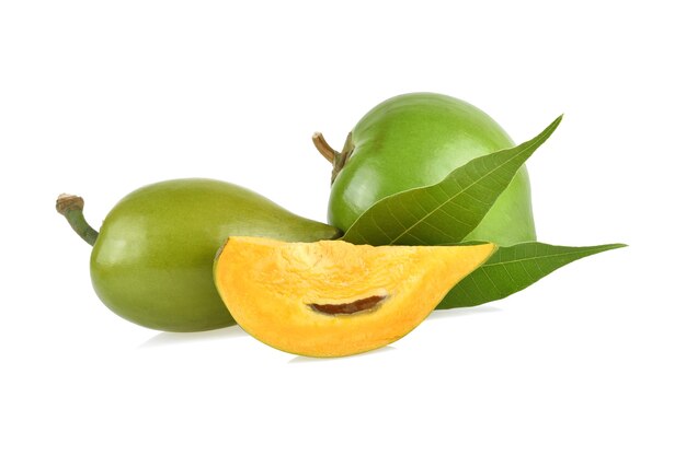 Egg fruit, canistel, yellow sapote (pouteria campechiana (kunth) baehni) isolated on white background