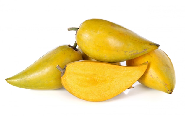 Egg fruit, Canistel, Yellow Sapote (Pouteria campechiana (Kunth) Baehni) on white