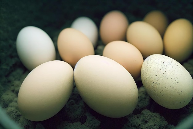 Egg lying in nest and chicken hatching from egg