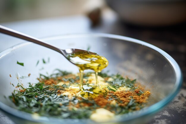 Premium Photo | Egg mixture whisked with herbs preomelette