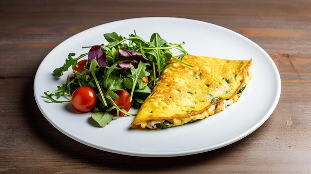 Premium AI Image | Egg Omelette with Ham and Tomatoes