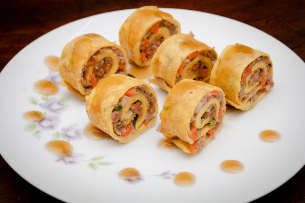 Egg roll dessert on lunch